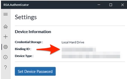 RSA Client Settings window for Windows